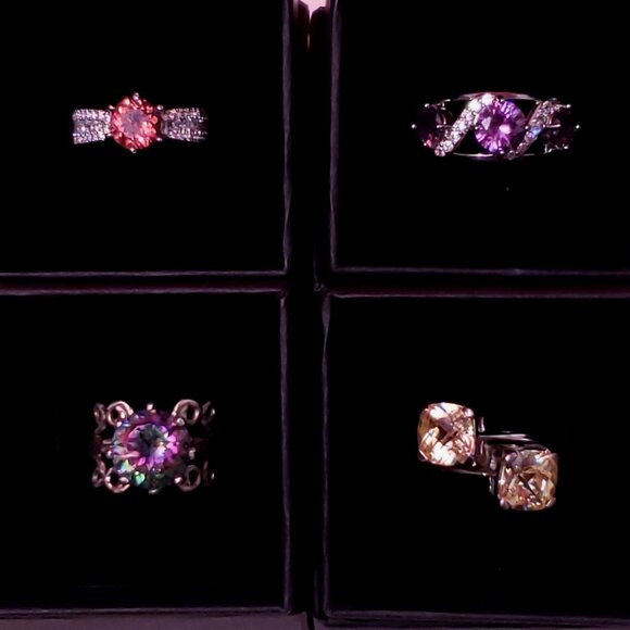 Set of 4  Sterling Silver Ring Gemstone Rings - Picture 1 of 11